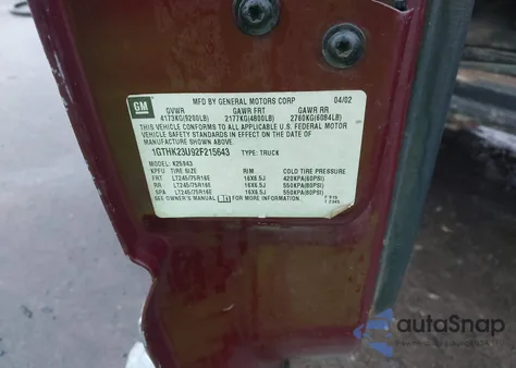 2002 GMC Sierra 2500Hd Sle z USA, uszkodzony, nr VIN 1GTHK23U92F215643